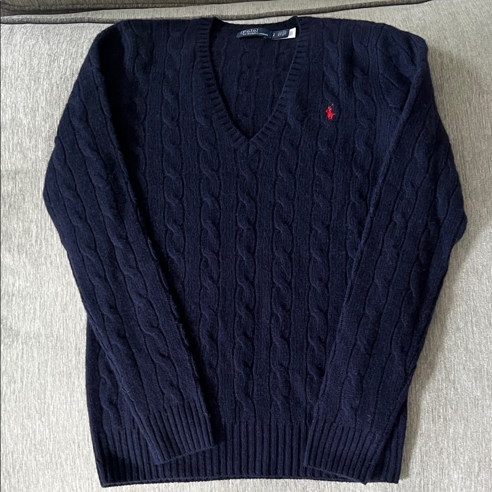 Ralph Lauren The Iconic Cable-Knit V-neck Wool/cashmere blend Sweater